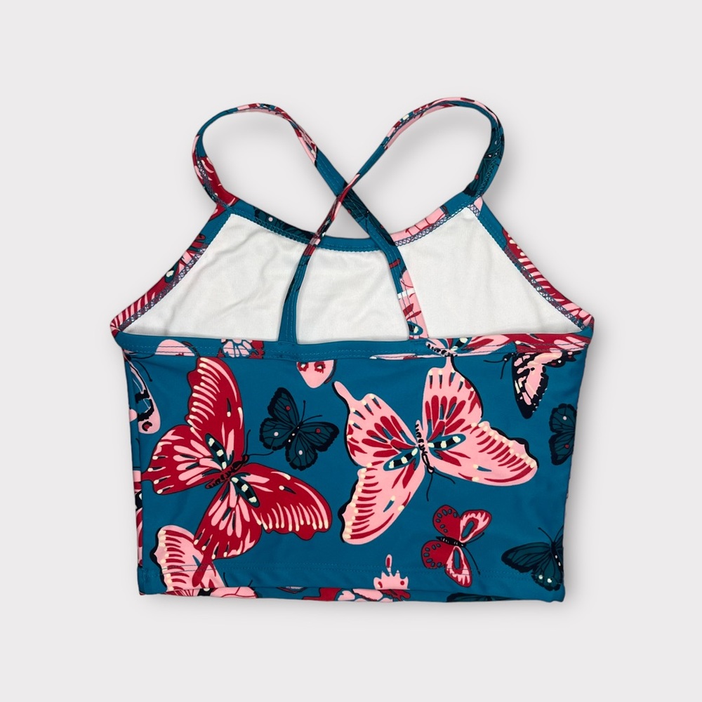 Hanna Andersson Pink Butterfly Blue Racerback Swim Top - Picture 3 of 3